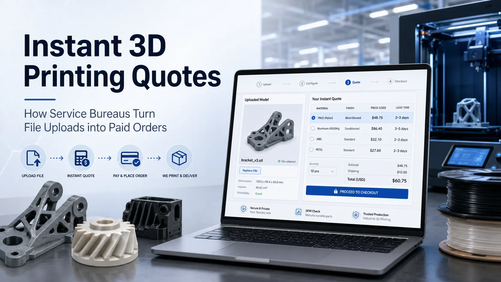 Instant 3D Printing Quotes: How Service Bureaus Turn File Uploads into Paid Orders